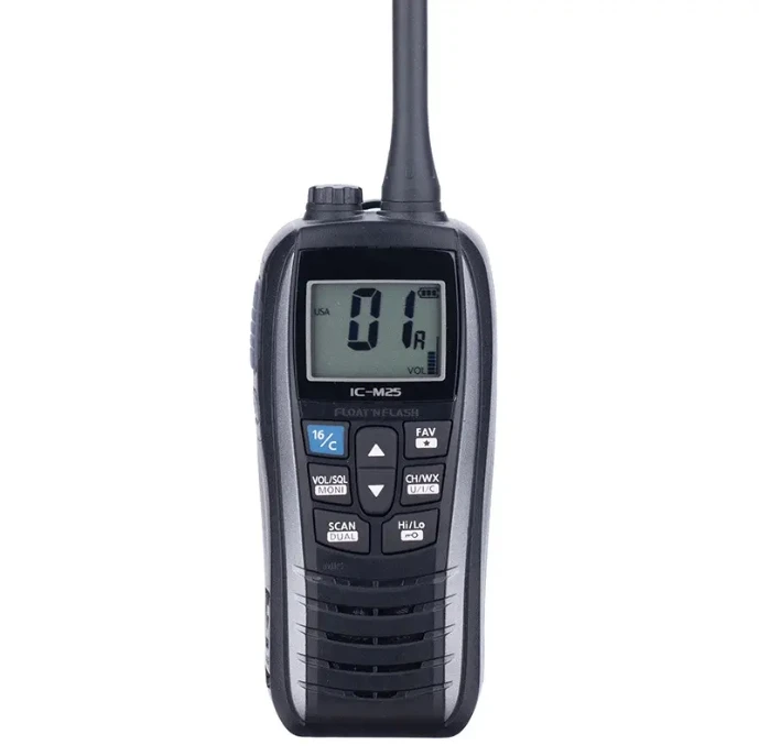 IC-M25 VHF Marine Radio 5W Portable Handheld Wireless Communicator for Boat Outdoor Emergency