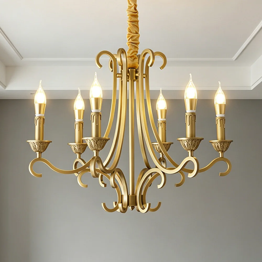 

Retro Brass Candle Chandelier For Living Room Bedroom Dining Room Hotel Home Decor