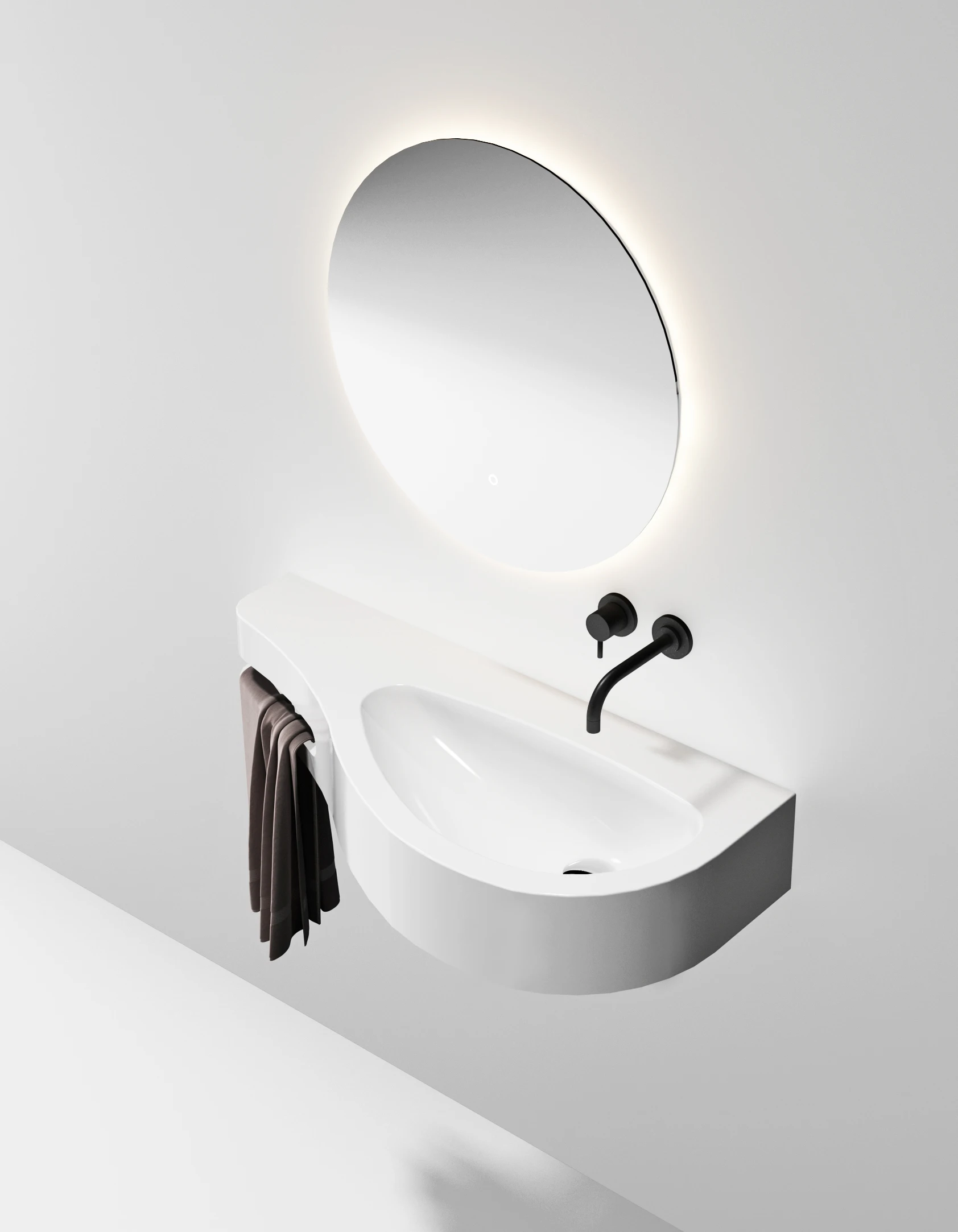 High-grad Apartment Custom Artificial Marble Stone Basin Shipping Bathroom Wash Basin With Mirror