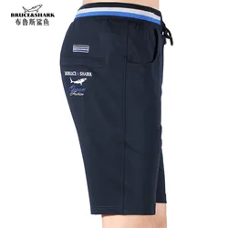 Summer Straight Men Gym Casual Shorts Bruce&Shark New Thin Stretch Cotton Navy Sports Shorts Training Running Korean Style M-3XL