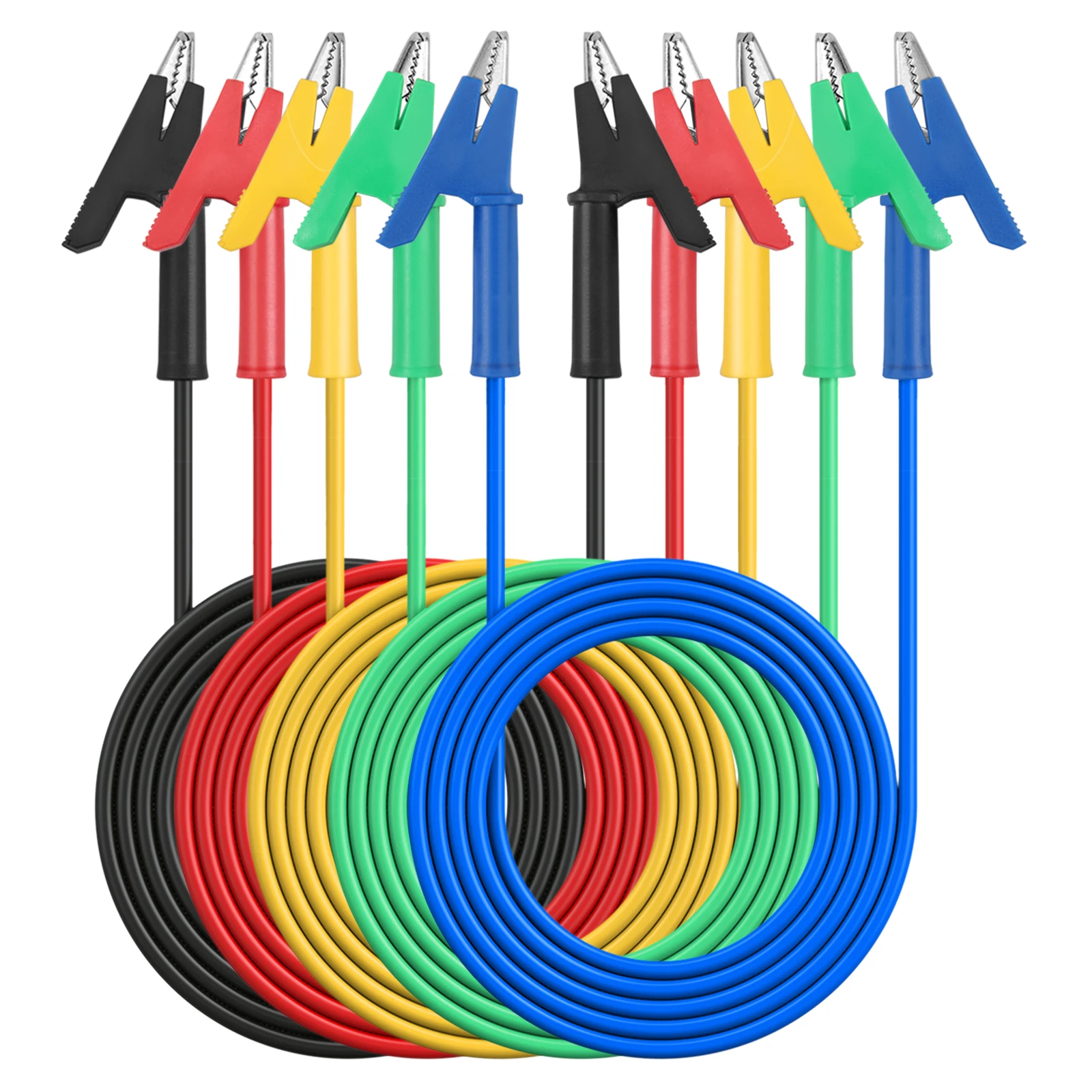 

5PCS Dual Alligator Clips 15A Test Leads 1M Heavy Duty Wire Cable Kit with Crocodile Clamps