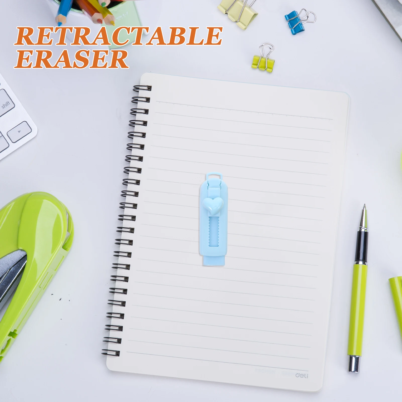 

5pcs Retractable Pencil Eraser Push Pull Design Plastic Sleeve For School Office Home Use Sliding Tip Extendable Refill Kids