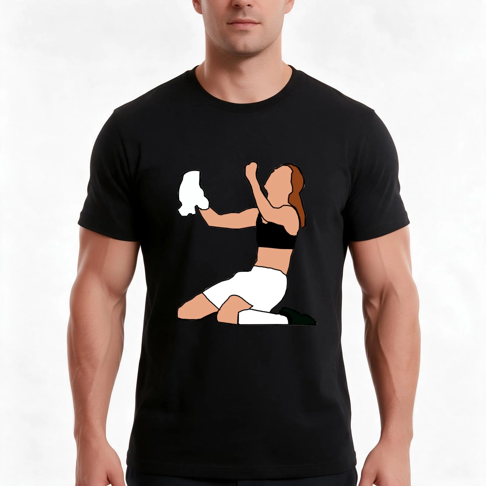 Brandi Chastain Cartoon T-Shirt, Summer Casual Cotton Tee, Oversized Streetwear Tops, Vintage Graphic Print, Unisex Men Women