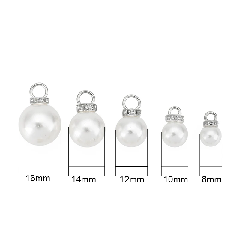 20pcs Acrylic Imitation Pearl Charms Beads 8 10 12 14 16 mm Necklace Earring Pendants for Diy Bracelet Making Jewelry Findings