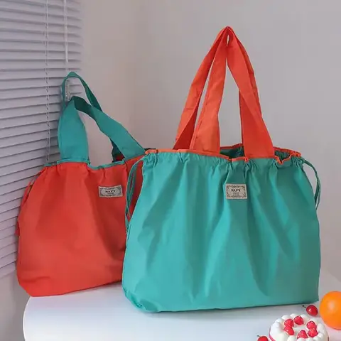 1PC 환경 친화적인 쇼핑백, 접이식 원 숄더 운반 가방, 휴대용 슈퍼마켓 식료품 가방