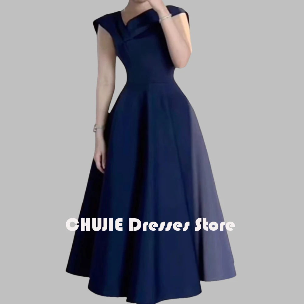 

Navy Blue Off Shoulder Mother of The Bride Dress For Woman Simple A Line Evening Dresses Ball Gown Customized For Wedding Party