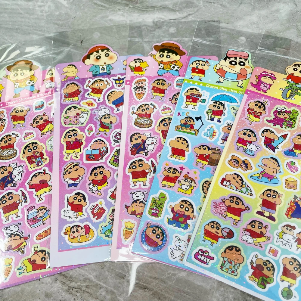 20Sheets Kawaii Crayon Shin-chan Anime Stickers Cute Hand Acount Suitcase Phone Case Laptop DIY Waterproof Sticker Kids Toy Gift