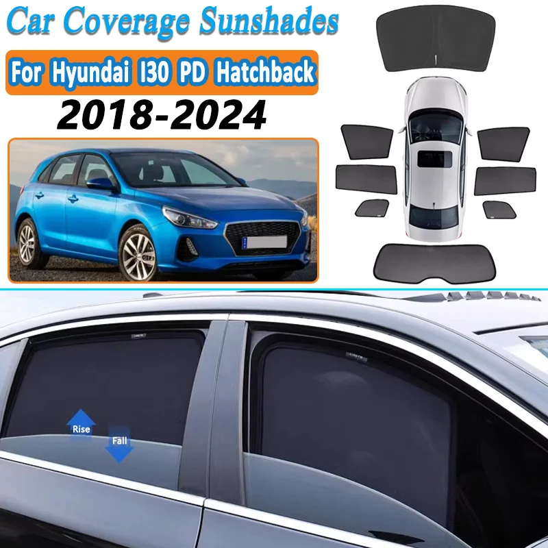 Mesh Windows Sunshades For Hyundai I30 PD Hatchback 2018-2024 Side Windows Visor Anti-direct Privacy Curtain Cover Accessories