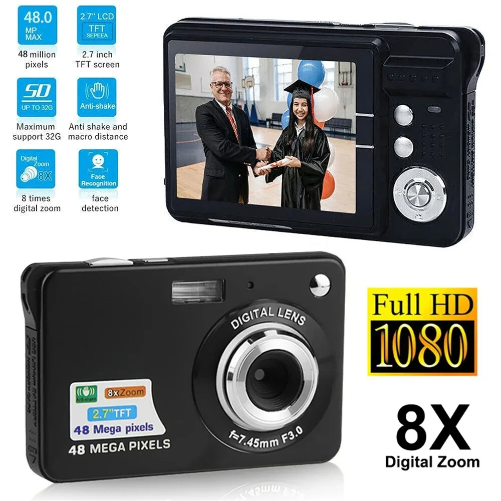 HD Digital Camera 48 MP with Rechargeable Video Camera Outdoor Anti-Shake Support Sd Card Child Cameras for Holiday Gift
