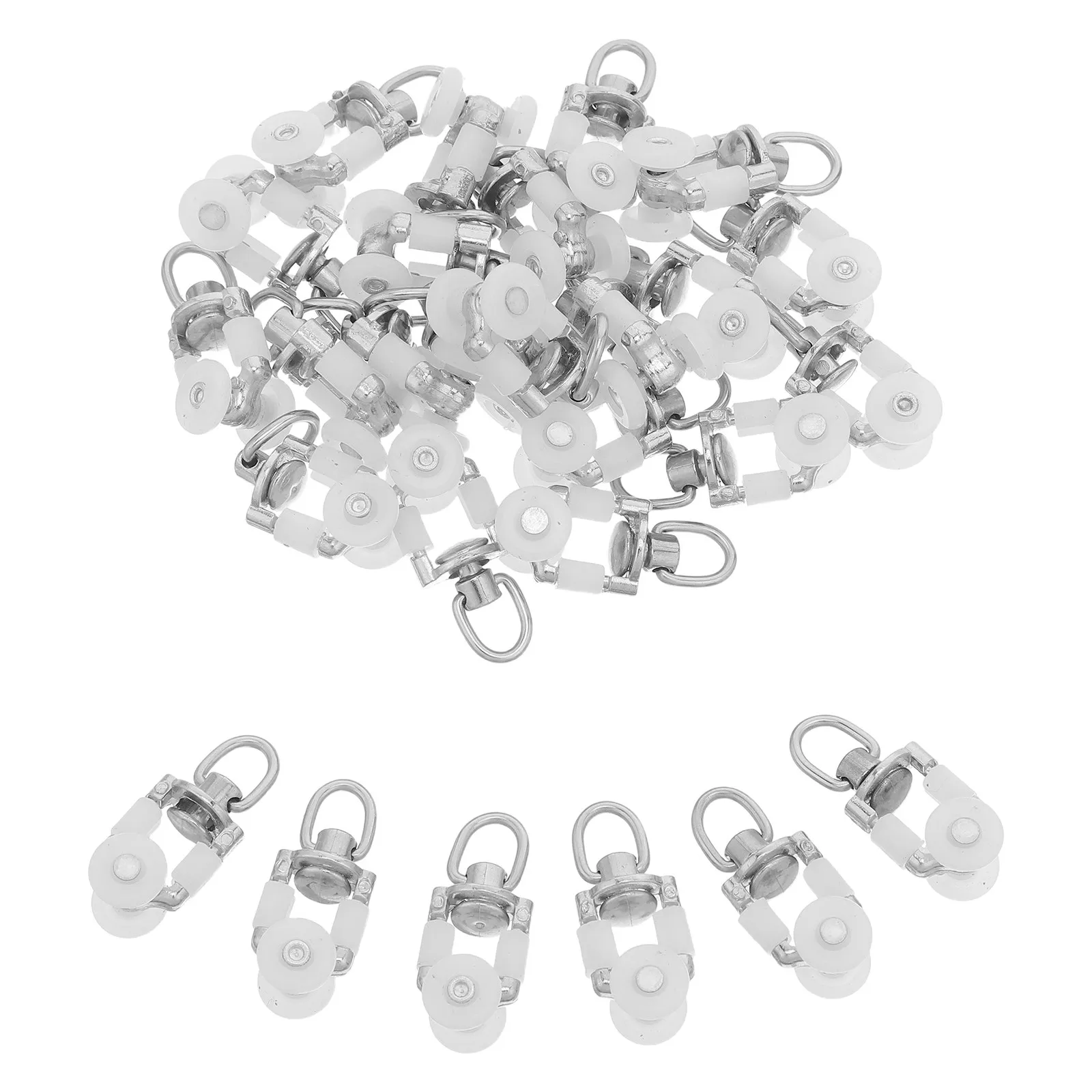 40Pcs Metal Curtain Track Glider Hooks Roller Sliders for Sliding Doors Ceiling Rails Heavy Duty Quiet Smooth Drapery