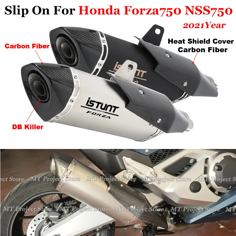 

Slip On For Honda Forza750 Forza Nss750 NSS 750 2021 Motorcycle Exhaust Escape With Carbon Fiber Heat Shield Muffler DB Killer