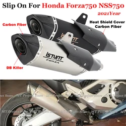 Slip On For Honda Forza750 Forza Nss750 NSS 750 2021 Motorcycle Exhaust Escape With Carbon Fiber Heat Shield Muffler DB Killer