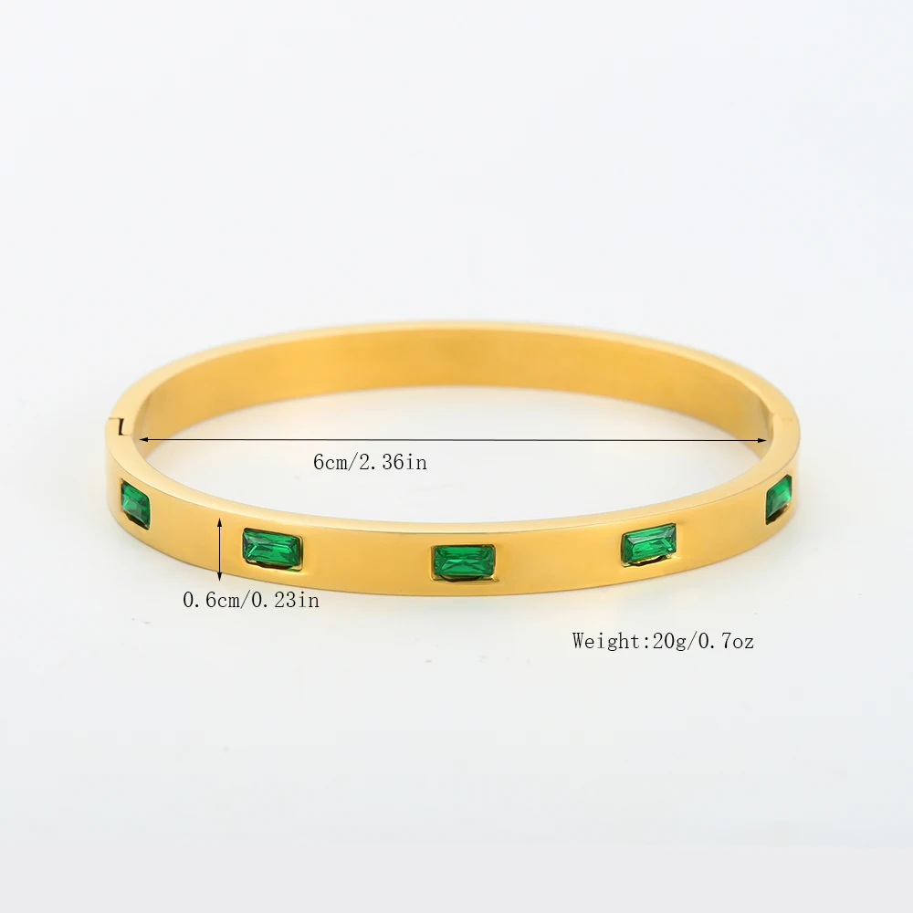 Luxury Green CZ Bracelet For Women Fashion Golden Stainless Steel Crystal Brangles Evil Eyes Jewelry Gift