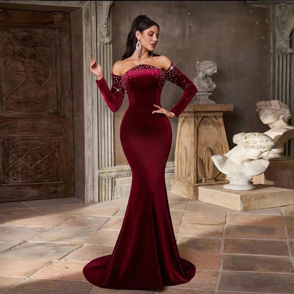 

Customized Strapless Sexy Evening Dress for Women Mermaid Beaded Formal Dresses Long for Cocktail Party Floor Length Prom Gown