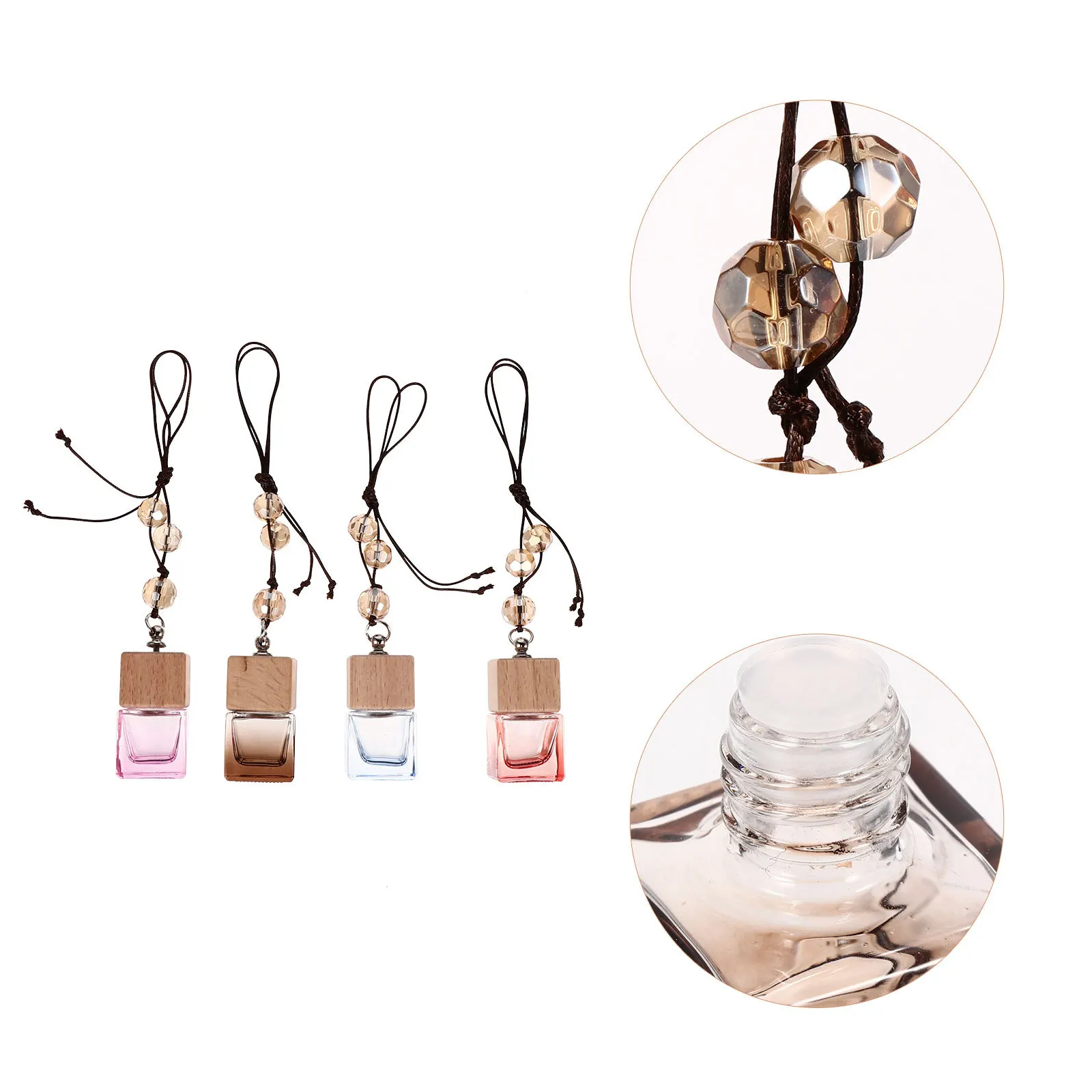 

1Pcs Car Aromatherapy Hanging Pendant Wood Glass Essential Oil Diffuser Air Freshener Relieve Pressure Car Decoration