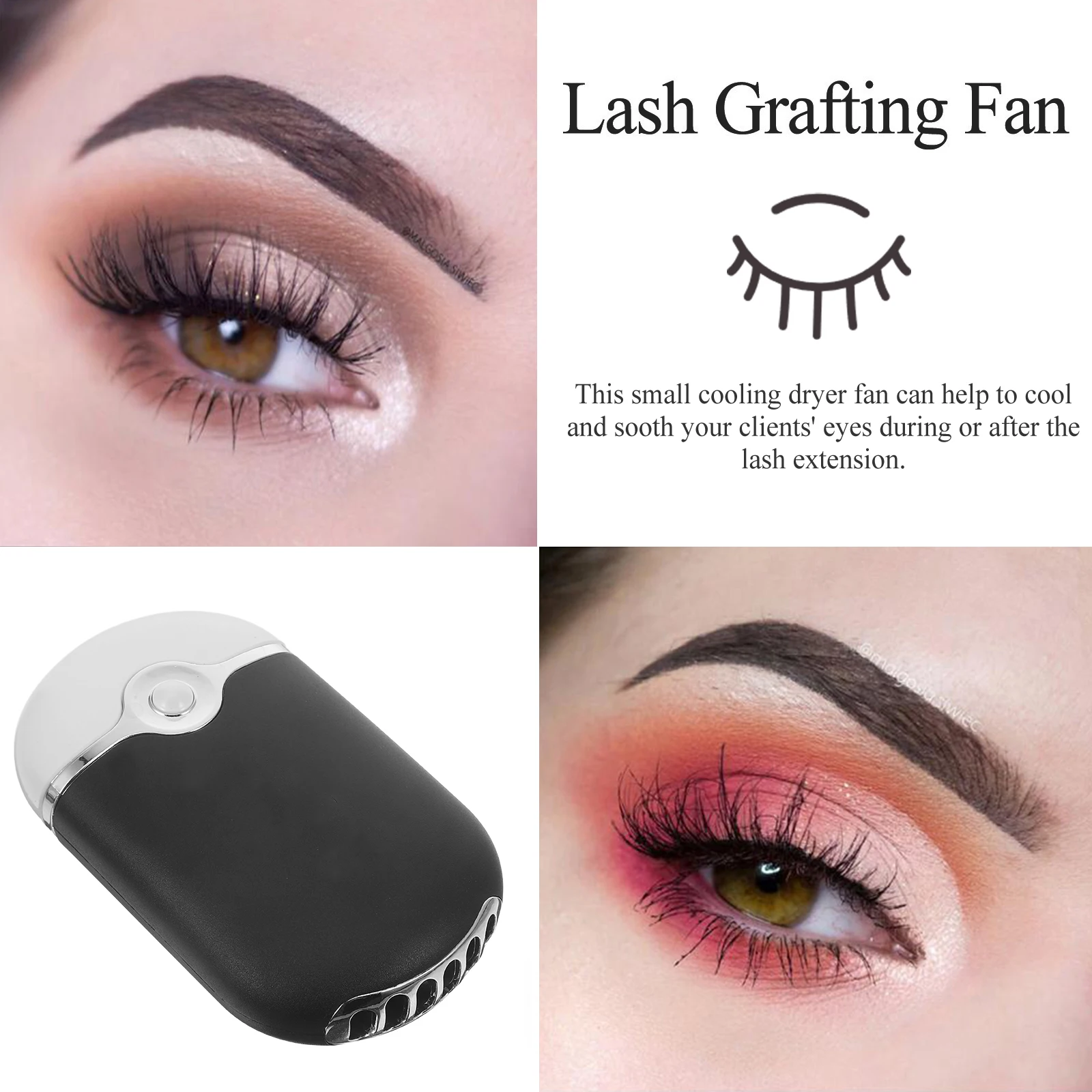 เครื่องเป่าขนตาขนาดกะทัดรัดสำหรับต่อขนตา พัดลมขนาดเล็กสำหรับขนตาปลอม แห้งเร็ว พกพาสะดวก อุปกรณ์เสริมความงาม