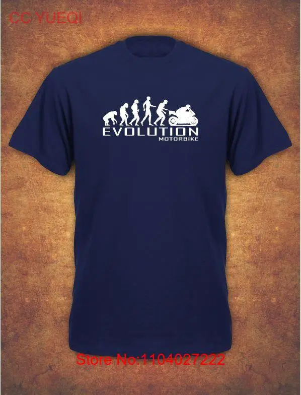 Evolution Of Motorbike Motorcycle Fathers Day Rider Bike Biker Mens T-Shirt Navy