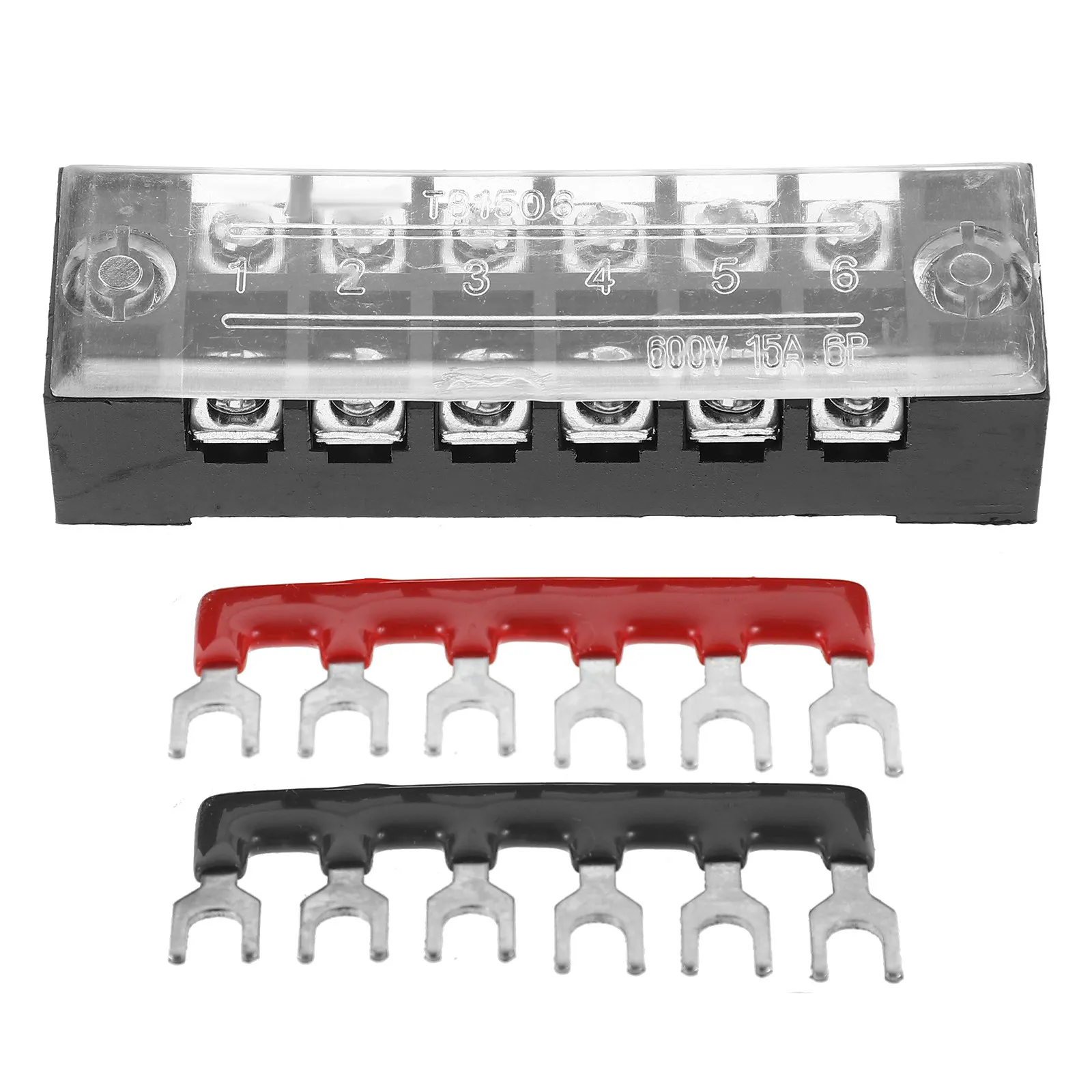 5Sets 600V 5A Terminal Block Screw Type 6 Position Dual Row Pre-Insulated Terminal Strip for Home Appliance Automatic Equipment