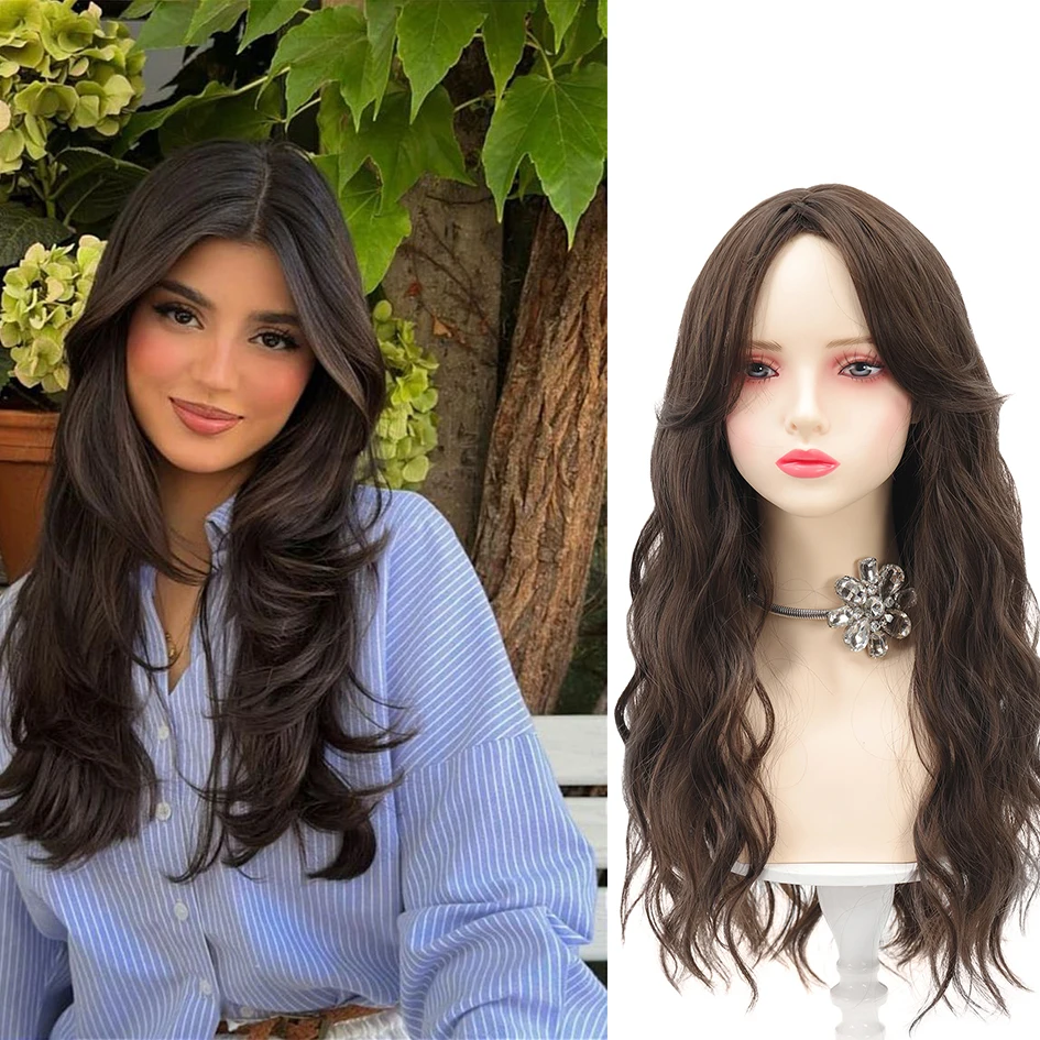 Synthetic female 26inch lazy figure-eight bangs, Qi Liu Haihai ripple curly hair chemical fiber wig