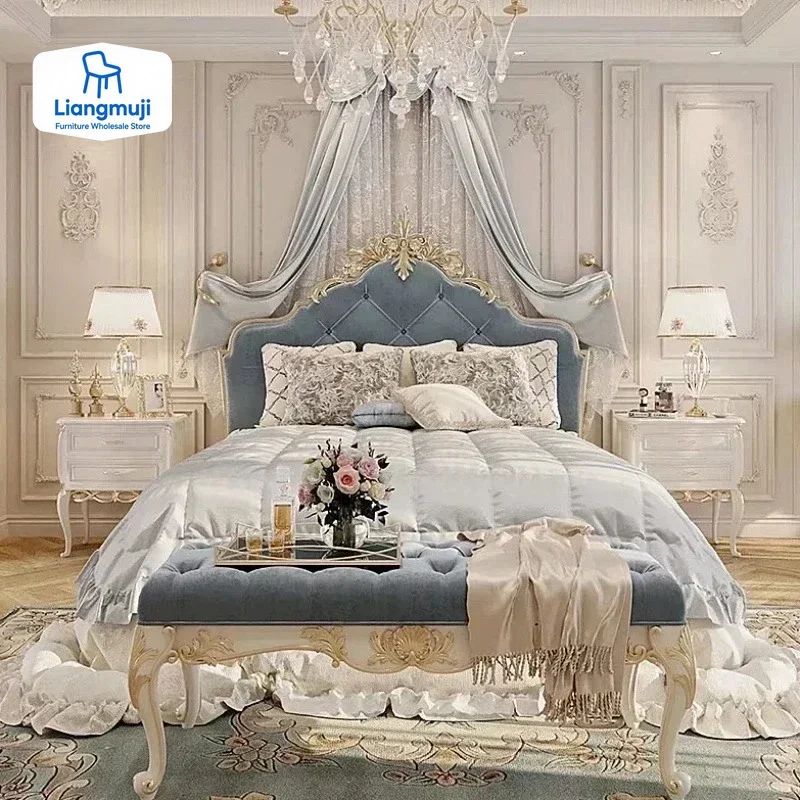 Aesthetic Modern Bed Frame High End Bedding Ergonomic Master Double Bed Frame King Size European Bedroom Bathroom Furniture