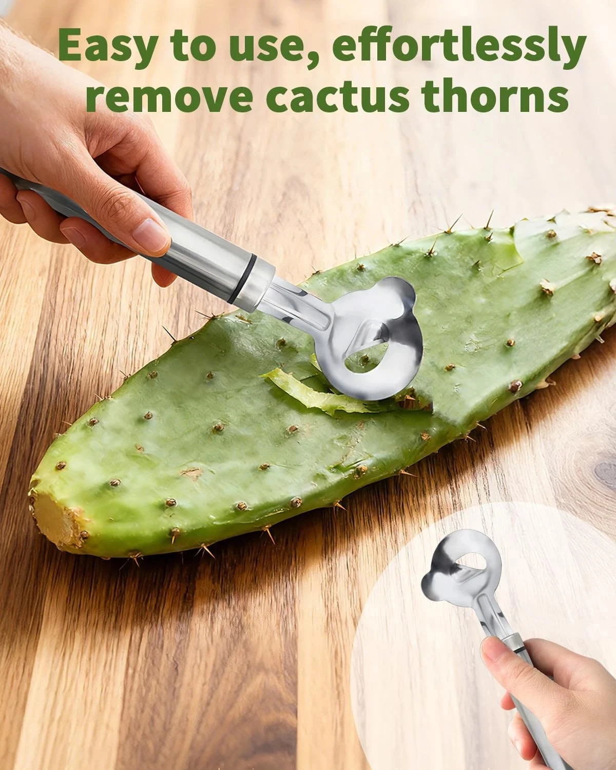 1pcs Cactus Peeler Tool \U2013 Cactus Peeling Spoon, Pelador De Nopales, Multi-Function Nopal Cactus Cutter, Stainless Steel Nopales Peeler With Groove Edge For Peeling Nopales And Noodle