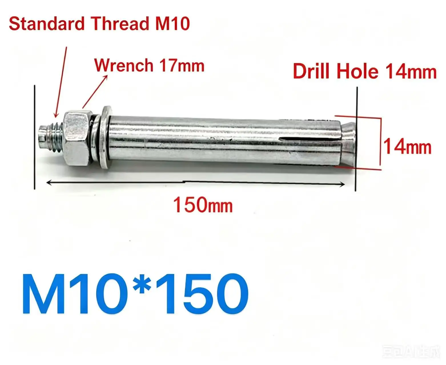 M10*150 Hex Expansion Anchor Bolt, Multiple Package Options, Retail & Wholesale, for Concrete Brick Wall Mounting Fixing