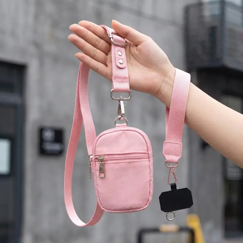 Crossbody Phone Lanyard Adjustable Detachable Zipper Pouch Universal Tear Resistant Phone Strap for Amusement Park Trips
