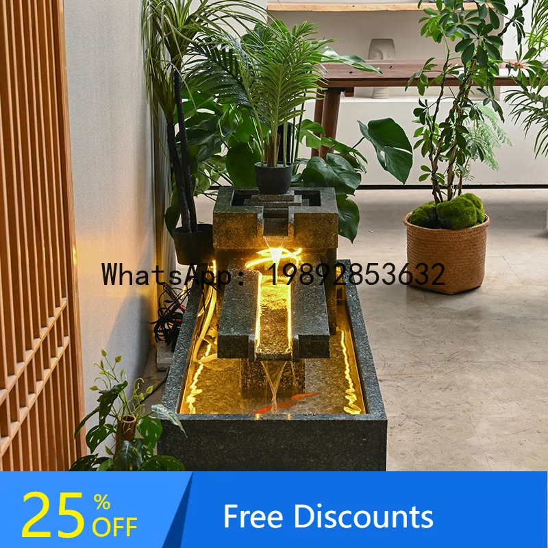 

CZ Fountain Courtyard Waterfall Water Feature Company Screen Villa Fish Pond Water Curtain Wall Landscape Stone Ornament