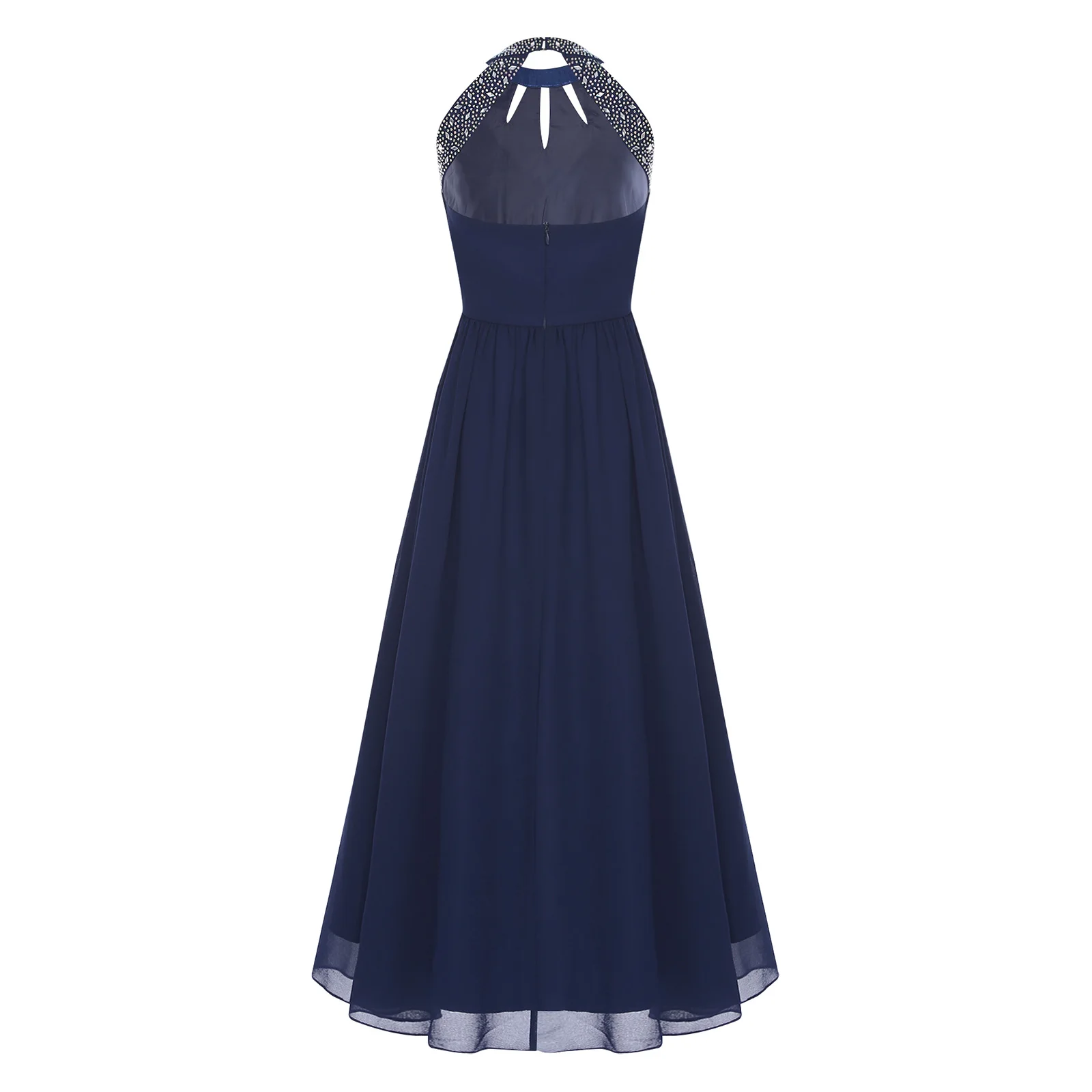 Bambini Adolescenti Sala da ballo Abito da ballo moderno Halter Chiffon Elegante abito da principessa per ragazze Abito da festa di laurea Abbigliamento da ballo lirico