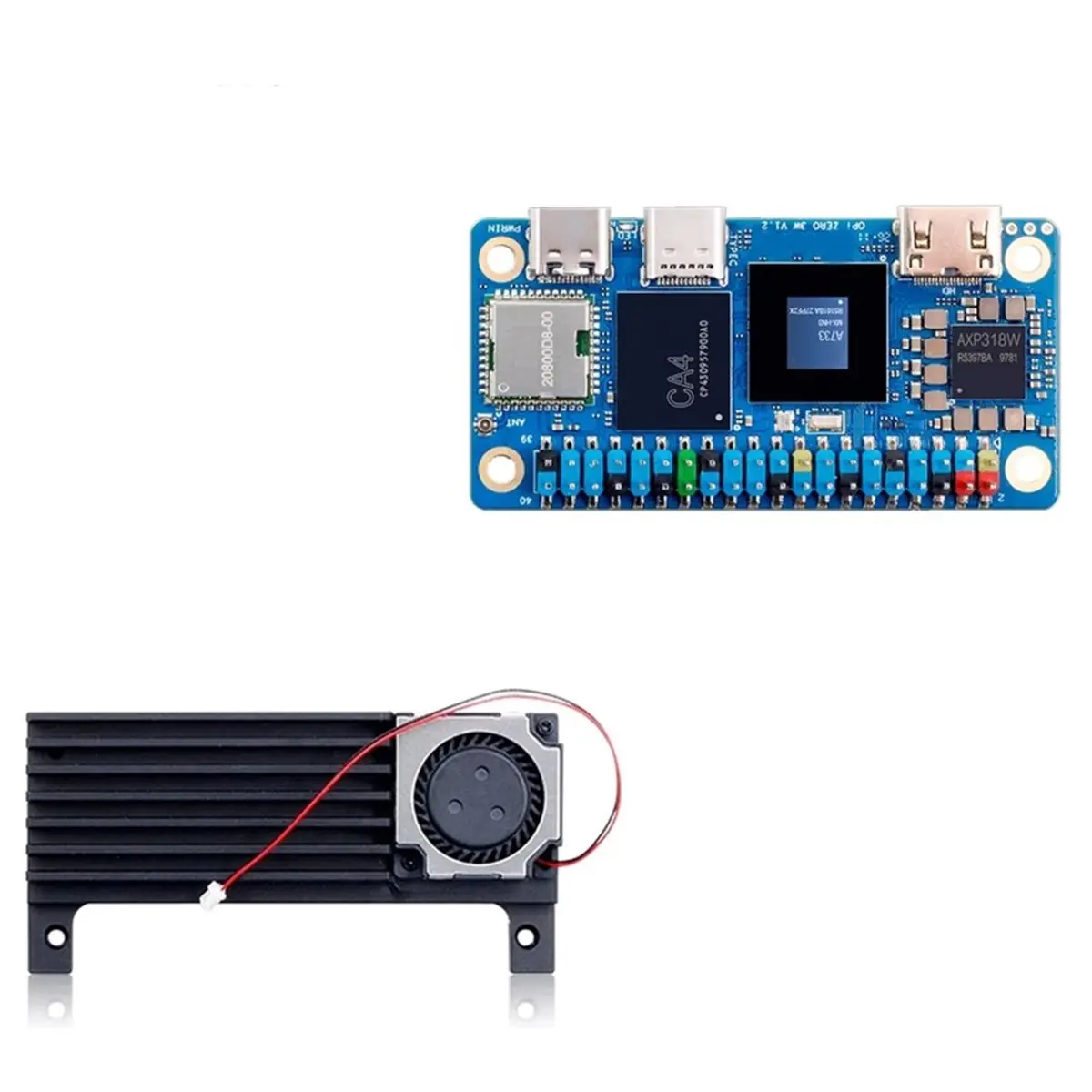 TCE For Zero 3W Development Board with Cooling Fan Allwinner A733 Soc 3Tops NPU PCle 3.0 WIFI6 BT5.4 (4GB RAM )