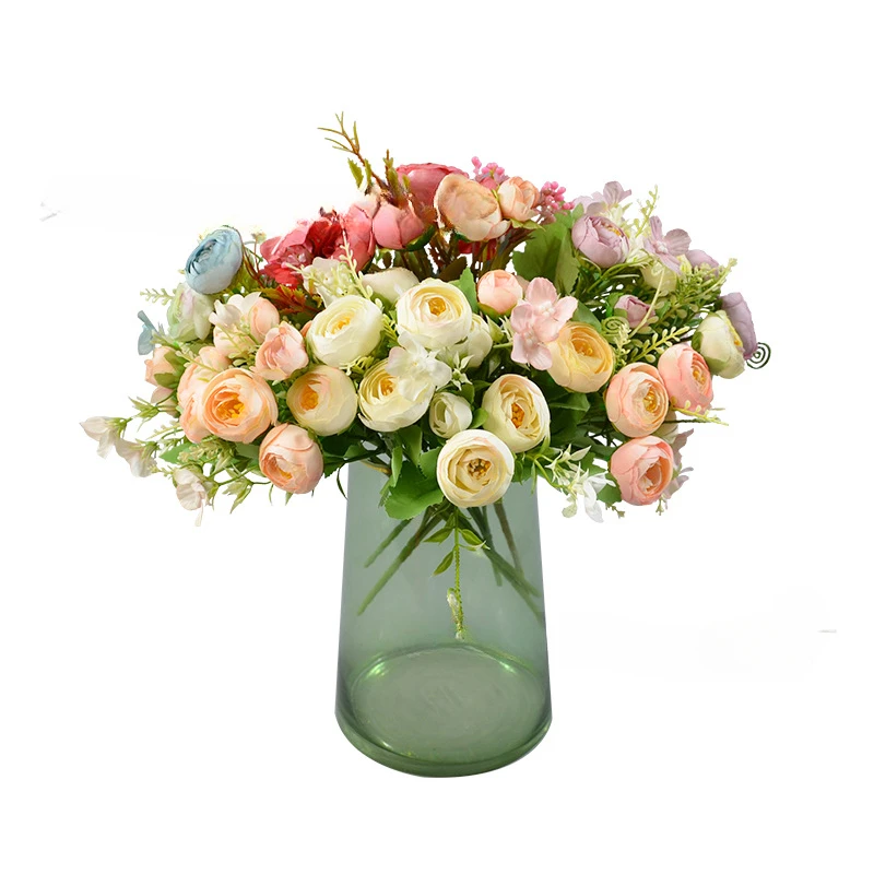 Korean tea rose bouquet hand bouquet shooting props table placement tea bud simulation flower