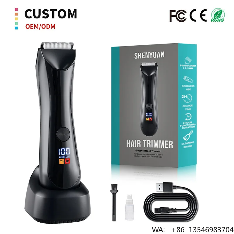 Factory Price 90Min Using Time High Power 6500RPM Low Noise Type-C Rechargeable Groin Pubic Body Hair Trimmer
