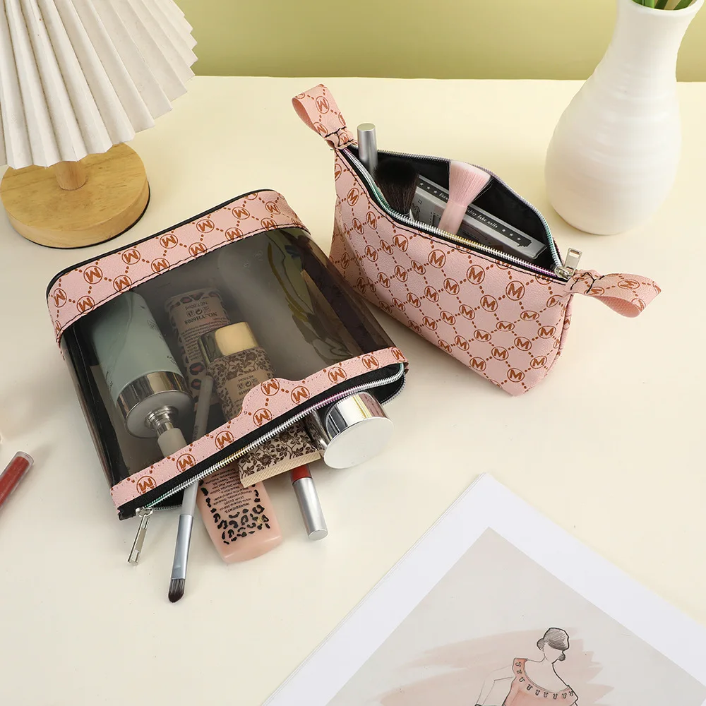 Portable Transparent  Makeup Bag  Toilet Bag Ins Wind Cosmetic Bag High Value Toilet Bag Portable Large Capacity Makeup Pouch