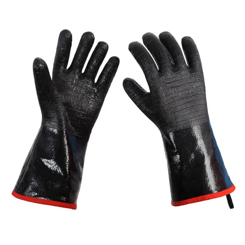 14/18inch BBQ Gloves Neoprene Coating High Temperature Heat Insulation Oil Resistant Long Oven Microwave Barbecue Grill Gloves