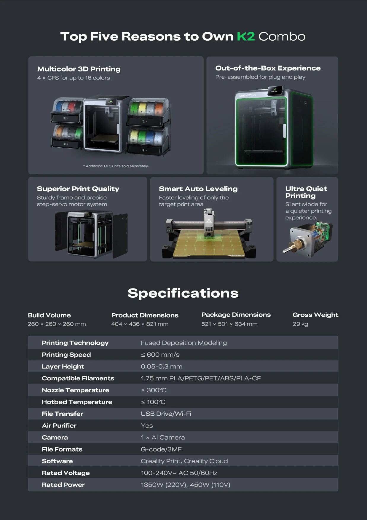 K2 Plus Combo & Creality K2 Combo & K2 Pro Combo Multicolor 3D Printer with 600mm/s Printing Speed,Next-Gen Direct Extruder