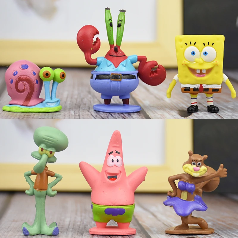 Sponges Bobs Anime Cartoon Toys Model Decoration Sponges Bobs Figurine Collection For Kids  Children Birthday Gift