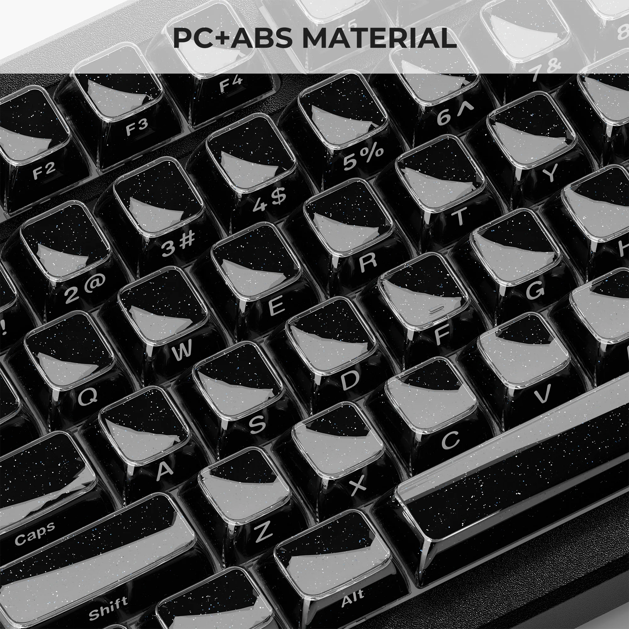 XVX Black Crystal Keycaps with Glitter Powder Shiny Keycaps MDA/OEM Profile 122/136 Keys Double Shot Glossy Key Cap Set - view 3