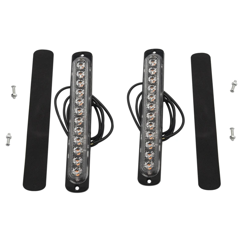 

10Pcs 12LED Amber LED Light-Head Emergency Beacon Hazard Warning Light Flashing Strobe Light Bar Surface Mount 12-24V