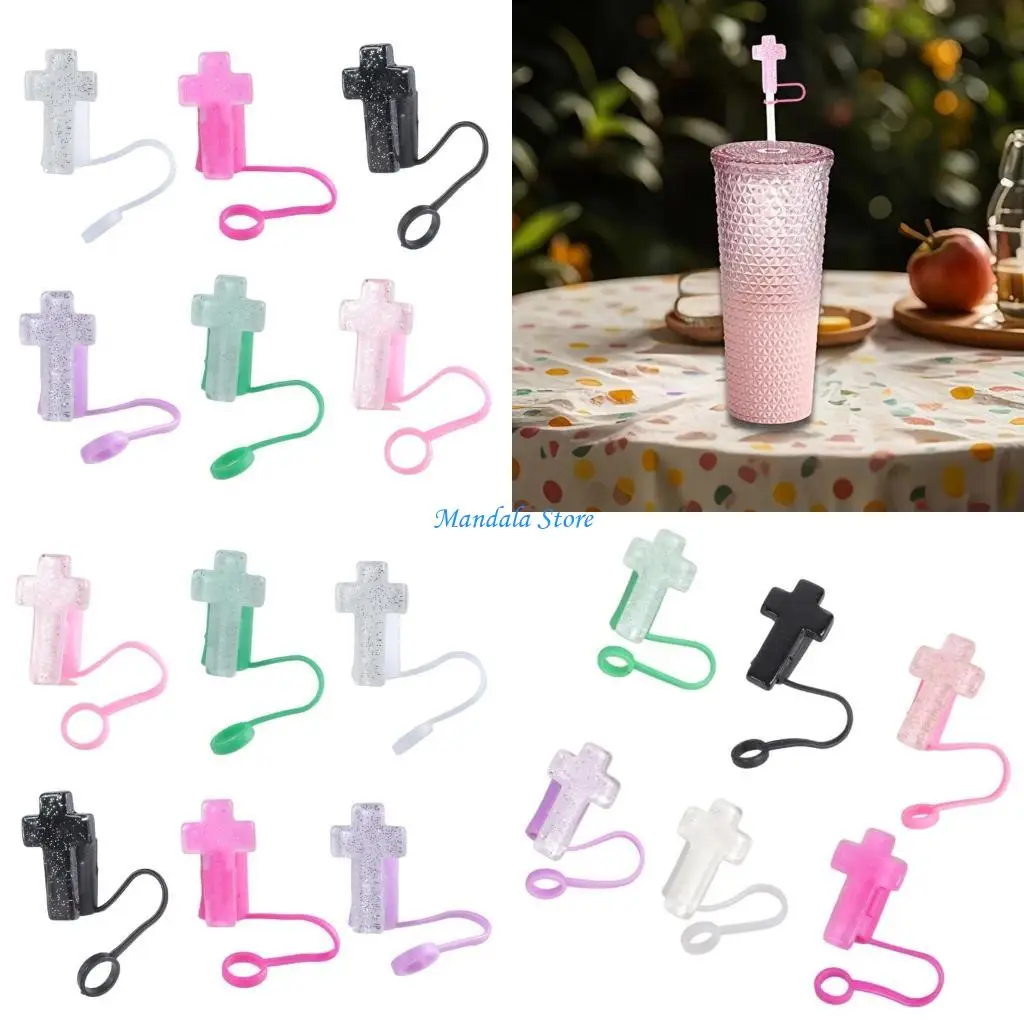 

U2JC Pack of 6 Straw Caps Resin Straw Plug Religious Drinkings Caps Resin Straw Seal