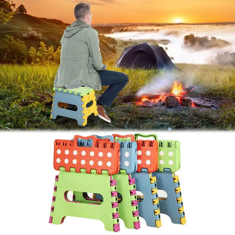 24cmx20cmx18cm Portable Step Stool Durable Plastic Stool With Comfortable Handle Folding Stool For Adults Children