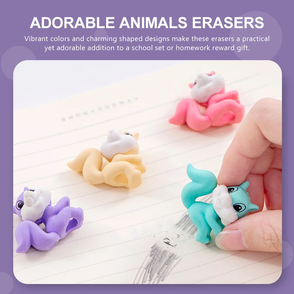 Eraser Adorable Animals Erasers Cartoon Squirrel Kids Toddler Rubber Mini Student Decorations for Toy