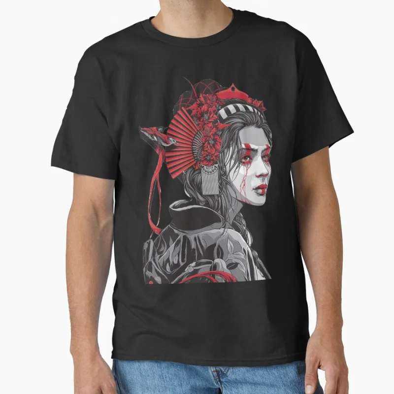 

Female Samurai science fiction robot japan traditional art Cyborg Geisha Cyberpunk T-shirt Large size Adult Tops S-6xl