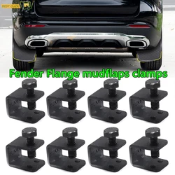 8x Universal Mud Flaps Splash Guard Black C U Clamps Bolt On No Drilling Clips For Car AUTO With fender flange