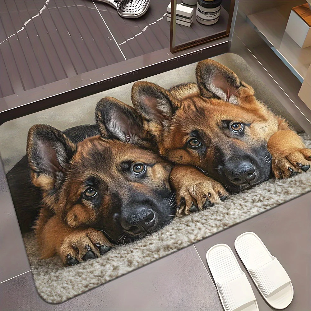 German Shepherd Dog Print Mat Waterproof Doormat Runner Rug for Entryway Pet Hallway Decor Polyester Gift