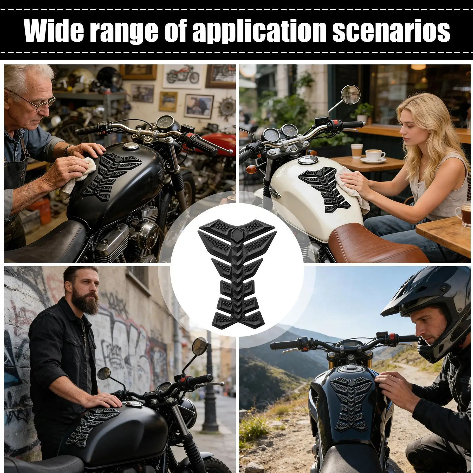 Motorcycle Stickers And Decals 3D Fish Bone Rubber Pad Protector Motorcycle Decorative Stickers For Adults Oil Tank Street Car