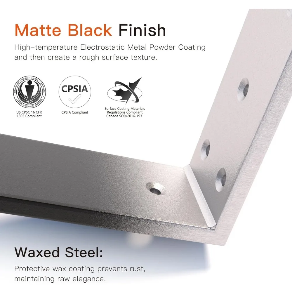 دعامات دعم على سطح الطاولة مكونة من 3 قطع شديدة التحمل للأرفف، تركيب أمامي قياسي سميك 3/8، على شكل حرف L