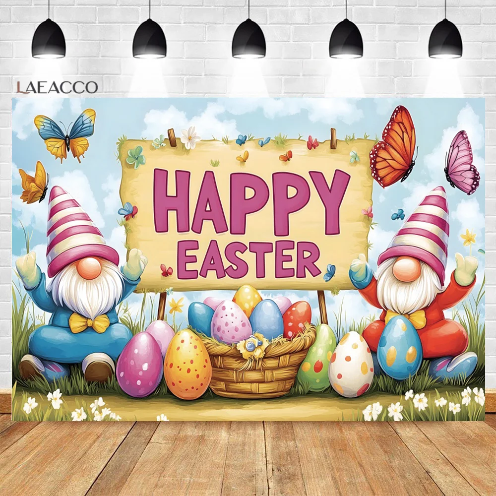Selamat Paskah Latar Belakang Fotografi Warna Kebangkitan Telur Jenggot Putih Kakek Kupu-kupu Terbang Dekorasi Pesta Potret Alat Peraga Foto