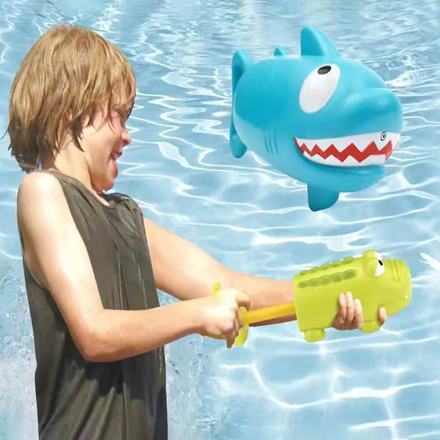 Bambini estraibili pistola ad acqua squalo design estate spiaggia bagno spruzzi divertimento all'aria aperta giocattolo sicuro per l'acqua materiale del fumetto dinosauro portatile