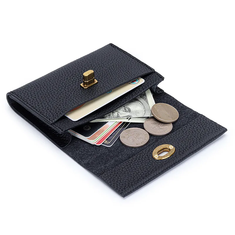 Customized Letters Genuine Leather Classical Design Short Cardholder Retro Business Card Bag Lipstick Storage Bag Wallet Purse