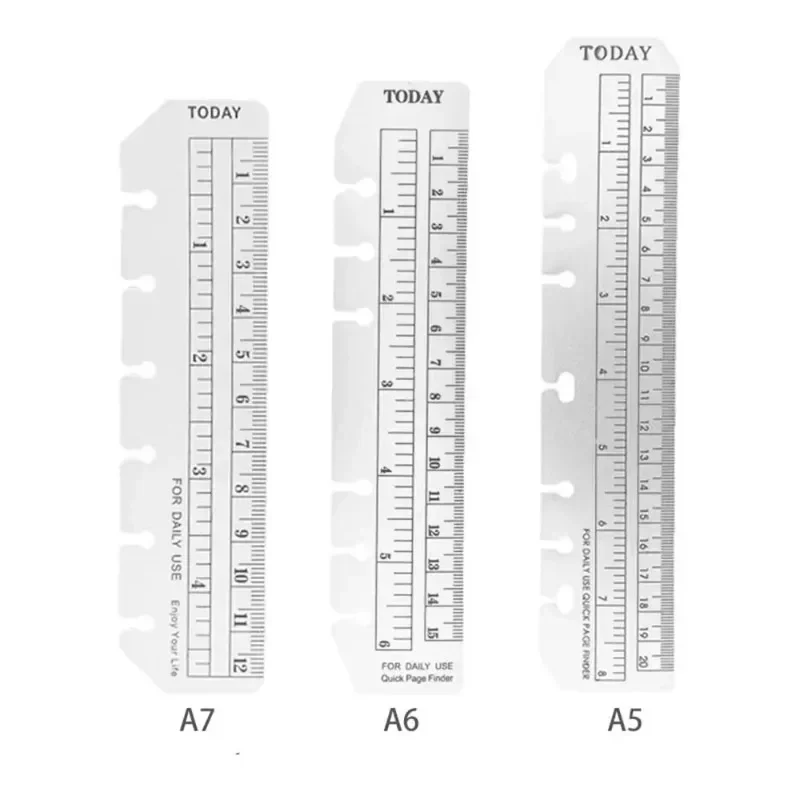 Bookmark Ruler for Rings Notebook 6 Hole A5/A6/A7 Elastic Drawing Tool Soft Plastic Math Drafting Ruler Flexible Dividing Rulers